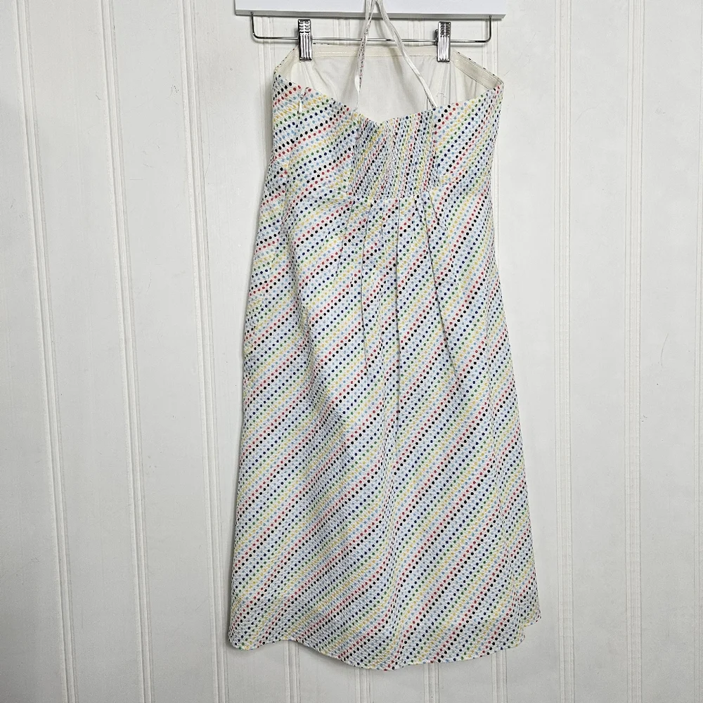 Lilly Pulitzer Strapless Rainbow Polka Dot Dress Size 4 Ruffle Bodice Cotton - Picture 6 of 13